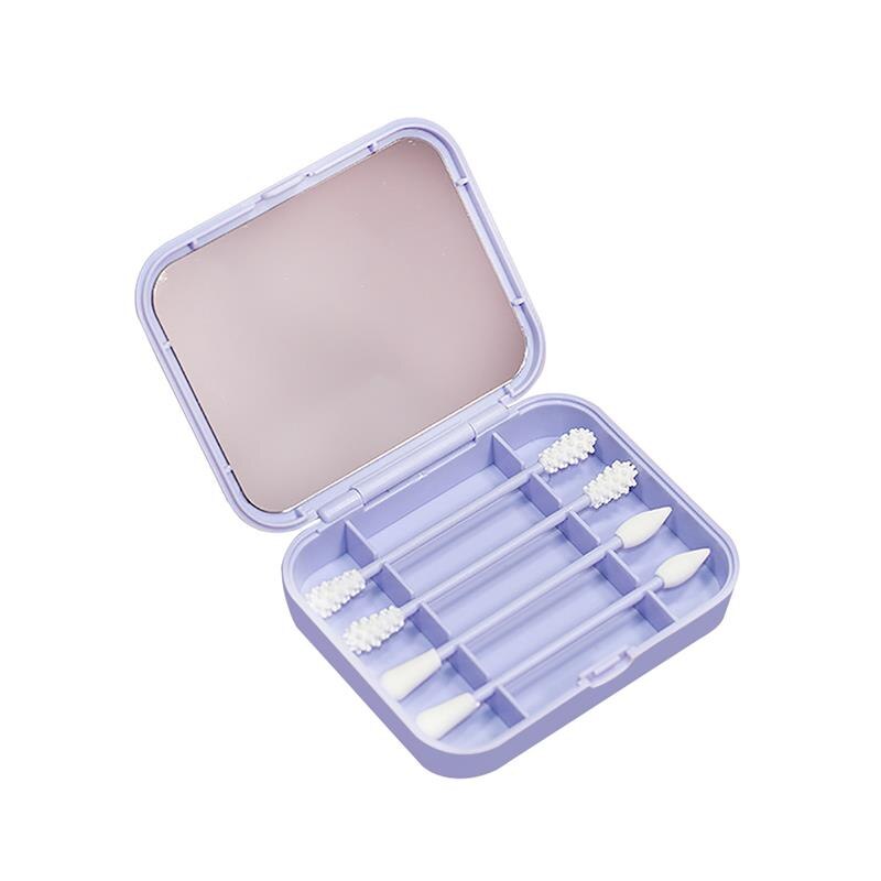 Coton-tiges réutilisables en Silicone, 4 pièces, bâtonnets avec miroir pour le nettoyage des oreilles, cosmétiques: Blue