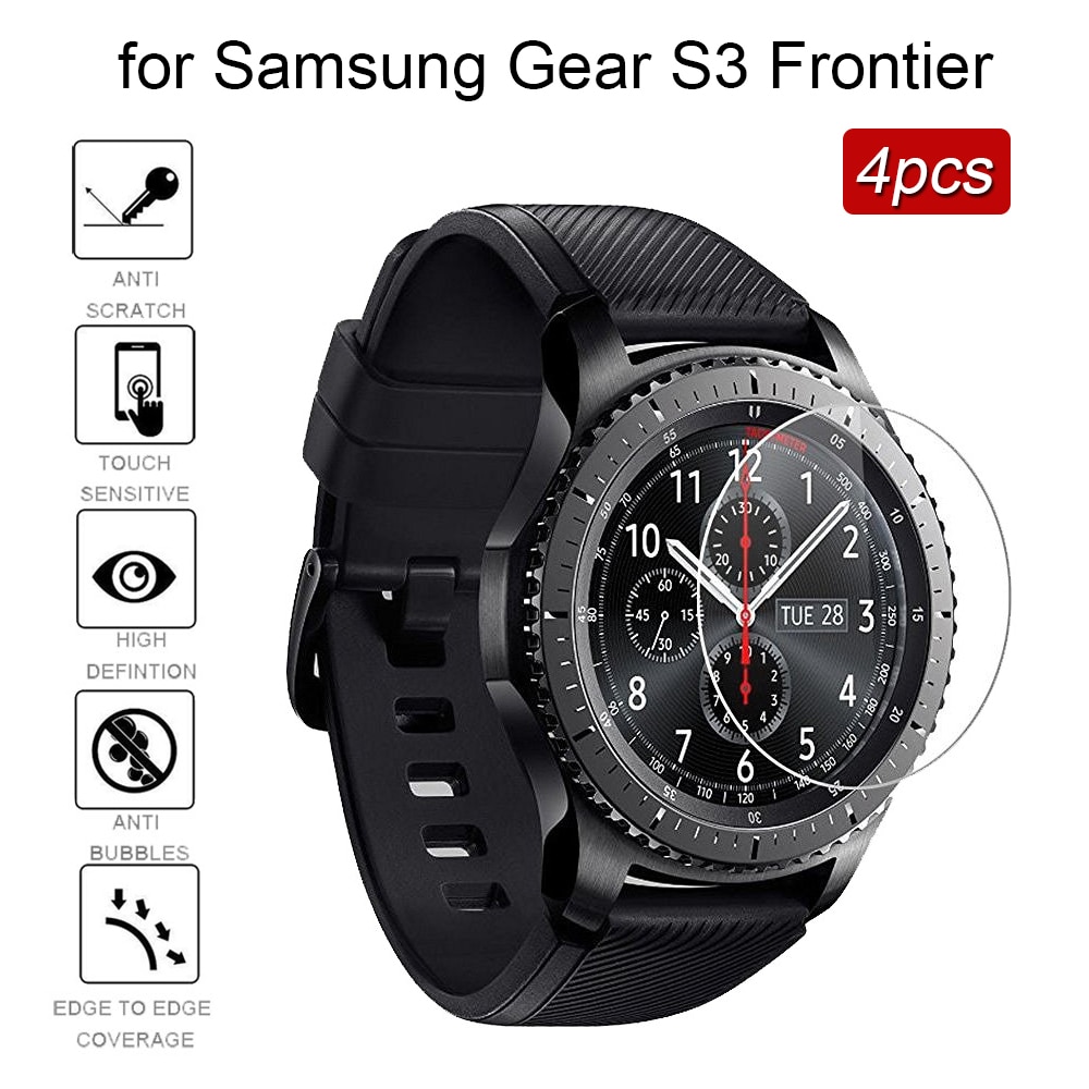 4 Pcs Gehard Glas Op Voor Samsung Galaxy Gear S3 Frontier Smart Horloge Screen Protector Film Explosieveilige Bubble Gratis glas 9 H