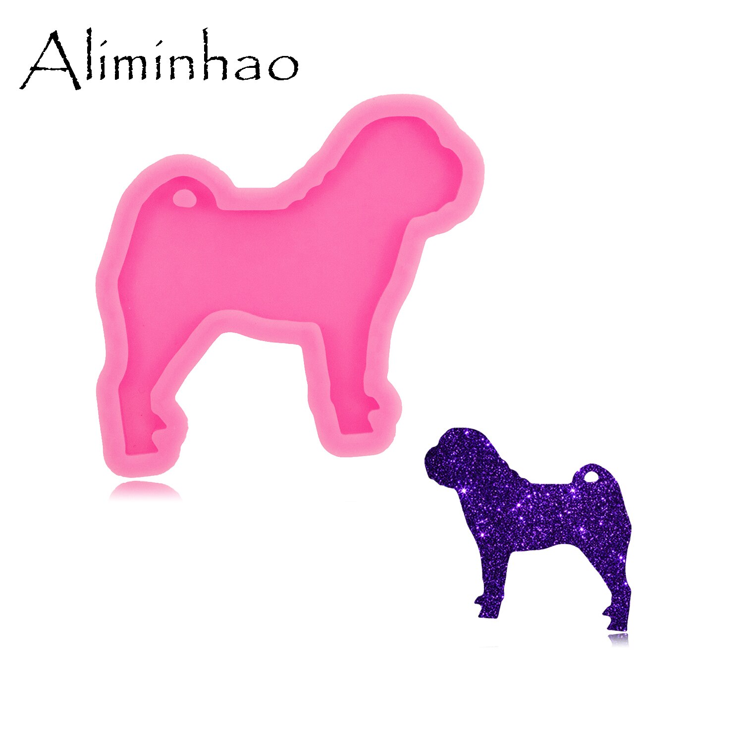 Moldes de resina de silicona para llavero, moldes de pastel de Chocolate Fondant, Shar pei brillante, galgo Italiano, galgo, galgo, perros, DY1522: Verde militar