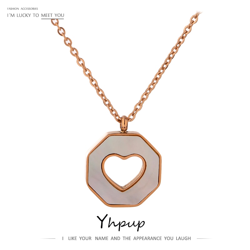 Yhpup-collier en acier inoxydable, 316l, or Rose, pendentif cœur creux, collier classique, breloque, pour femme