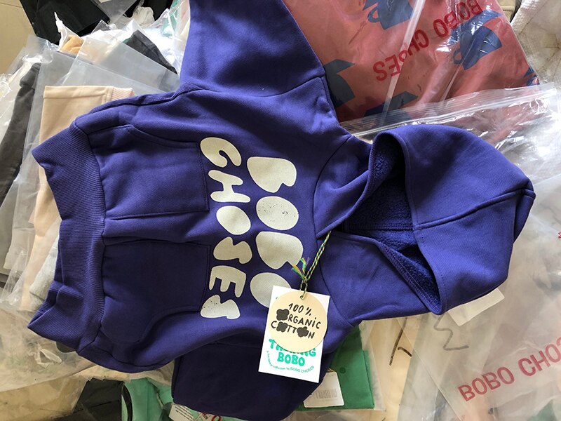 2021 autunno inverno bobo Kids Boy felpa marchio di moda abbigliamento per bambini viola lettera modello felpa con cappuccio per bambina