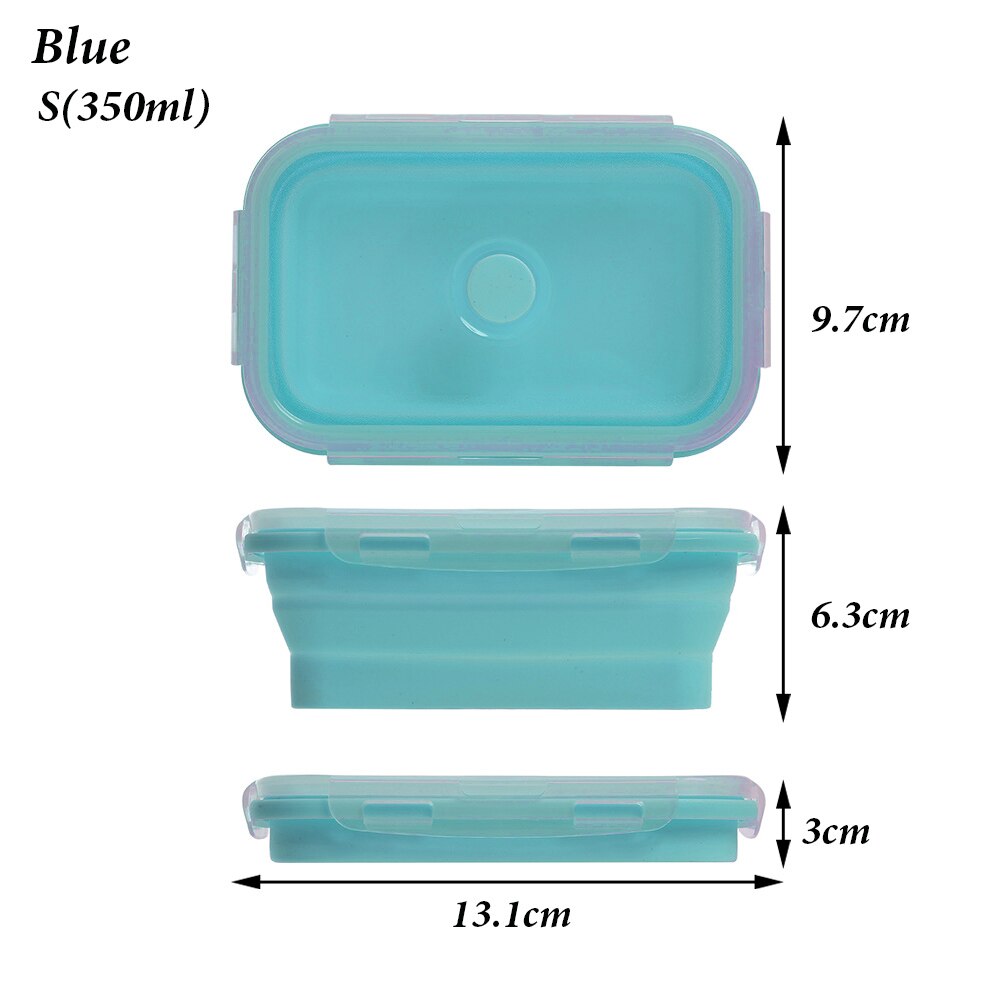Silicone Folding Lunch Box Rectangle Portable Bowl Food Container Kitchen Picnic Box Eco-Friendly Collapsible Storage Tableware