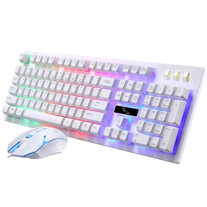Ergonomische Gaming Toetsenbord Muis Coumbos Rainbow Backlit Lichtgevende Toetsenbord Drijvende Keycaps Mechanische Voelen Voor Pc Ps Xbox Gamer