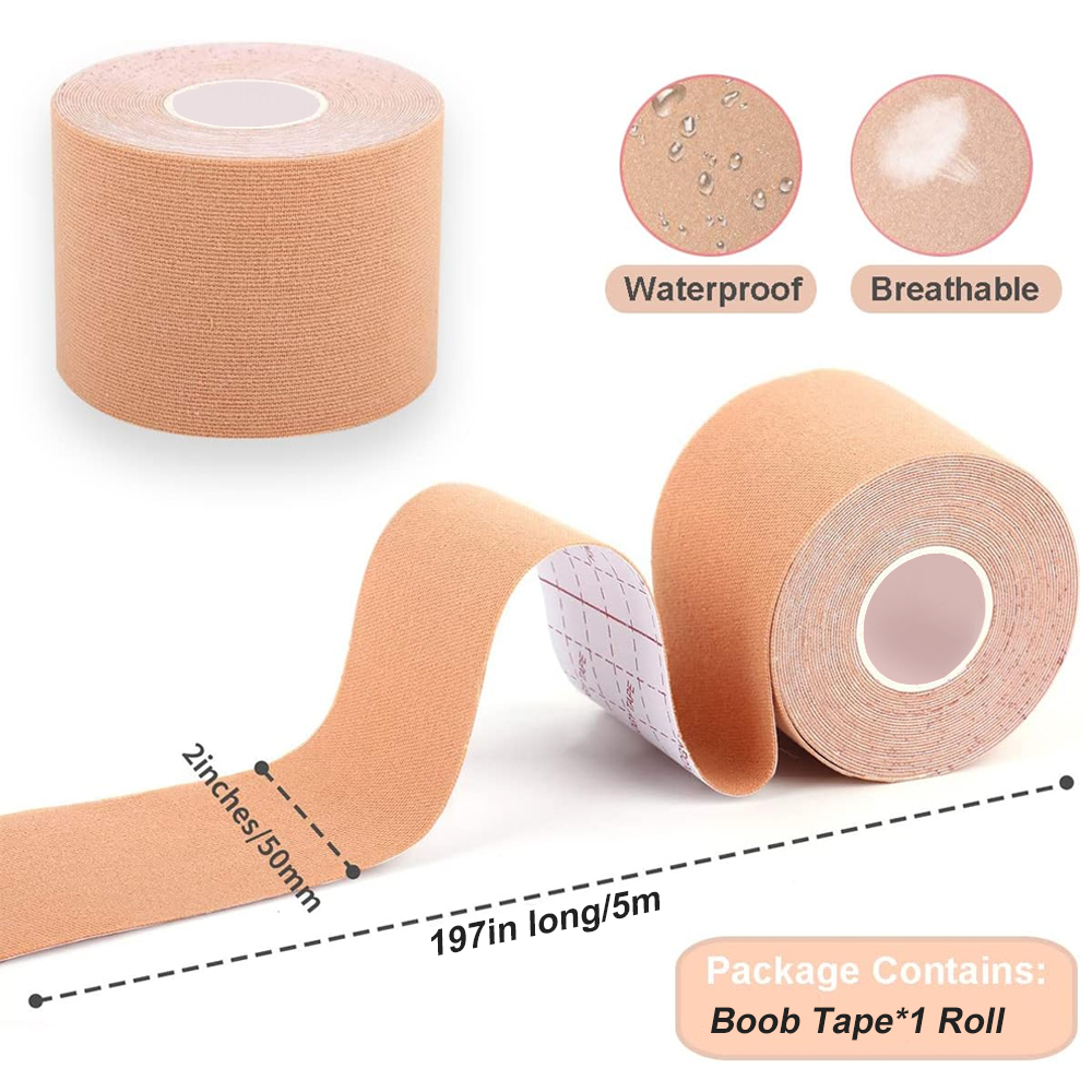 2Roll Kinesiologietape 5cm x 5m, waterdichte atletische tape voor sport, brace en elastische steuntapes voor enkelpolsen, knieën, gewrichten