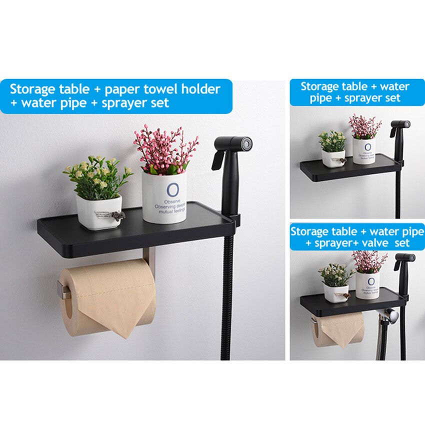 Ecofresh Handheld Toilet bidet sprayer set Kit Stainless Steel Hand Bidet faucet for Bathroom hand sprayer paper roll holder