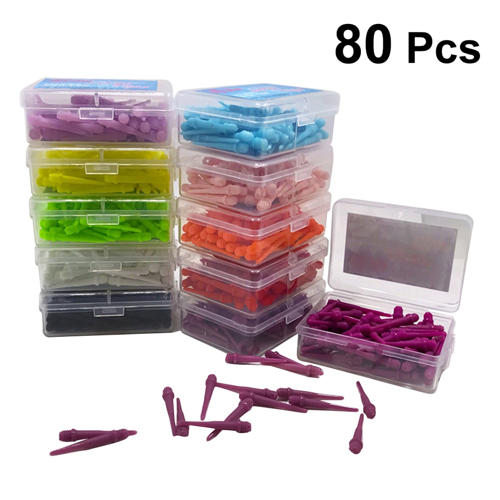 80 stk dartpunkter bløde spidser af plast til elektronisk dart 2ba tilbehør til skruetrådspil (blandet farve)