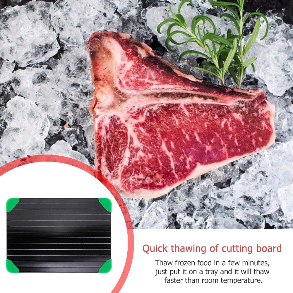 Practical Kitchen Frozen Food Quick Thawing Tray Meat Cutting Board Quick Thaw Tray Defrosting Board With Corner Protection Pads