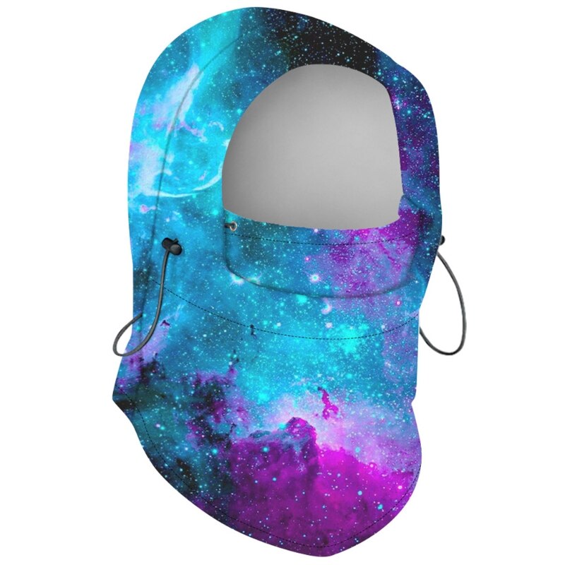 Unisex fleece hætte balaclava hel ansigtsmaske stjernehimmel digital print halsvarmer