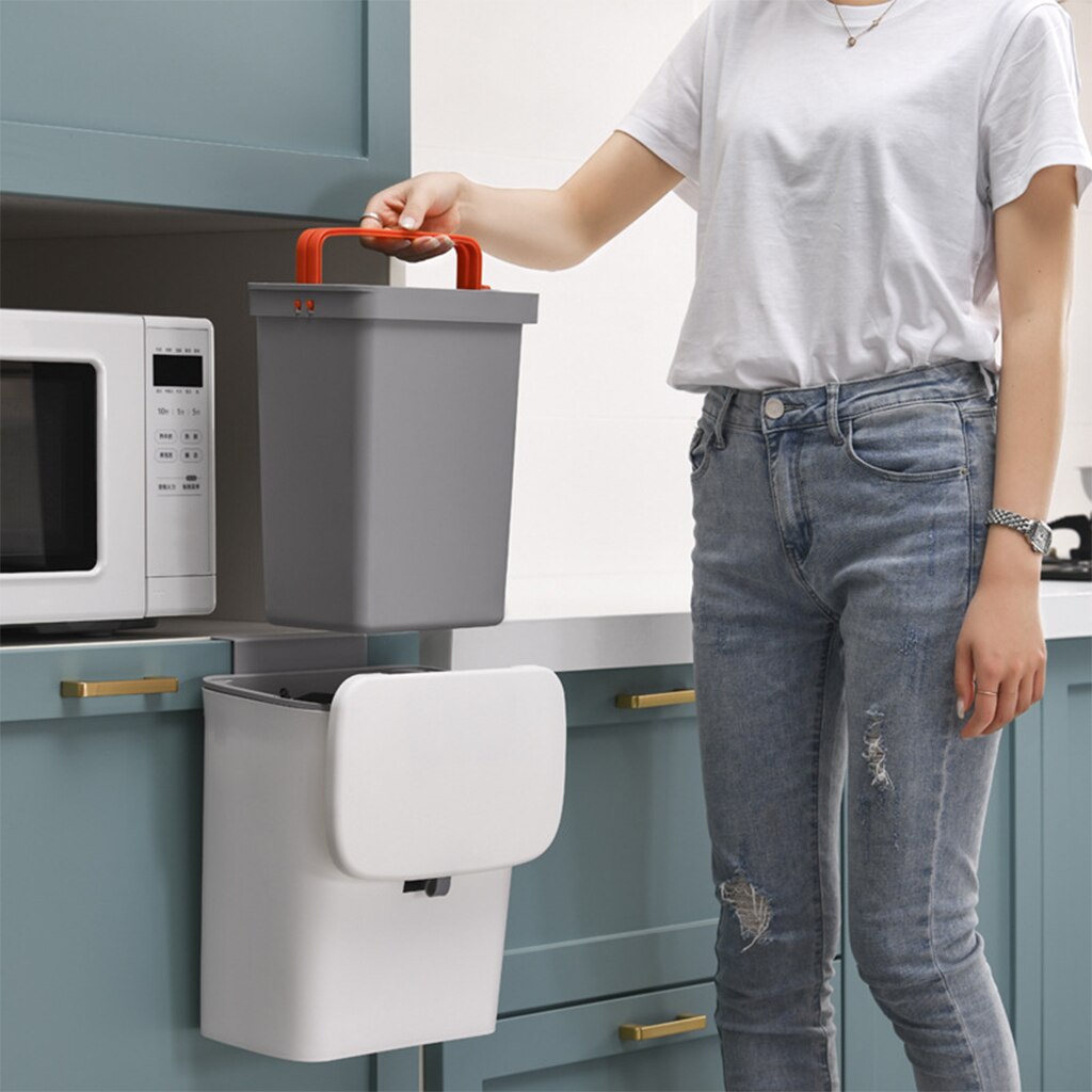 Household Home Trash Can for Kitchen Cabinet Door Wall Mount Waste Rubbish Bin