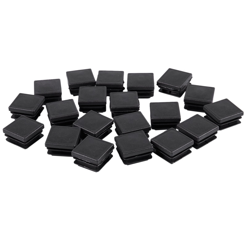 20 Pcs Plastic Square Blanking End Caps Tube Inserts 25mm x 25mm: Default Title