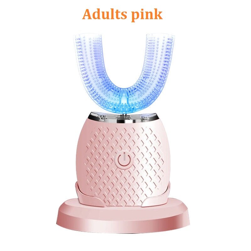 Smart 360 Degrees Automatic Sonic Electric Toothbrush for Children Adult U Type 4 Modes Tooth Brush USB Charging Tooth Whitening: adult pink