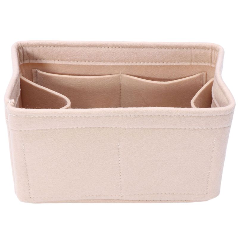 Nowe wielofunkcyjne kobiety filc wkładka torba makijaż torby kosmetyczne podróż wewnętrzna torebka przenośna torebka do przechowywania organizator Tote S/M/L: Beżowy / S