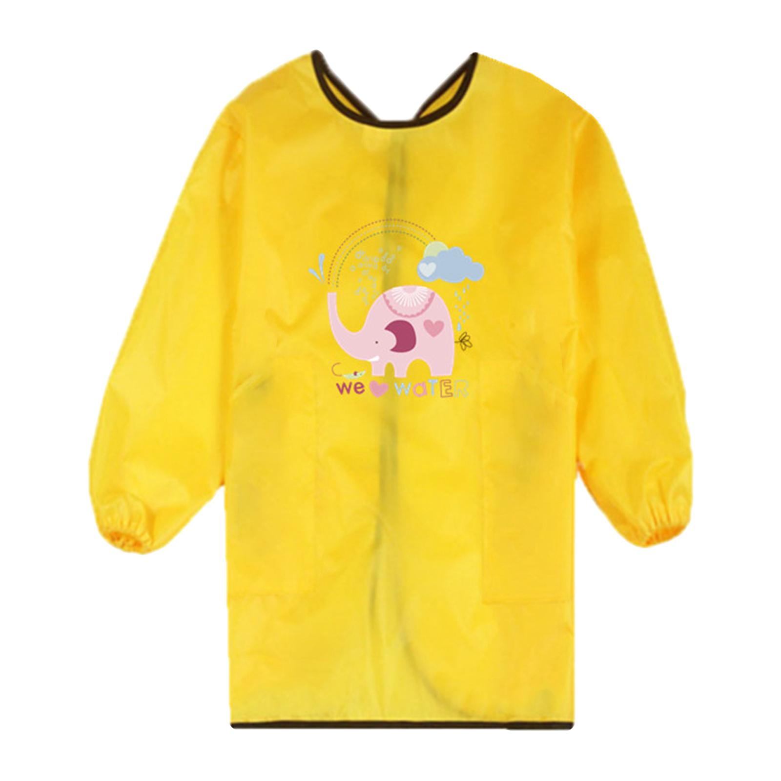 Kids Children Aprons, Craft Art Bib Waterproof Long Sleeve Play Apron Kids Art Smock for Feeding Baking Painting Cooking: Elephant XL