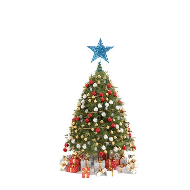 Rose Goud Blauw Glitter Ster Kerstboom Toppers 3D Vijf Point Star Kerstversiering Voor Boom Thuis Tafel Topper ornament