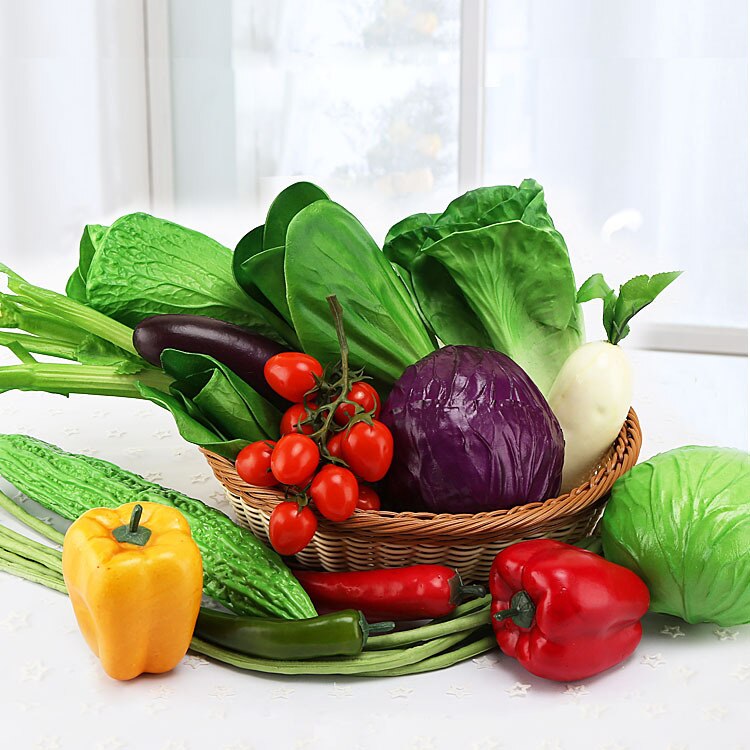 artificial food props Potato Chili Eggplant Cucumber Cabbage Tomato mushroom Cauliflower Mixture room decoration