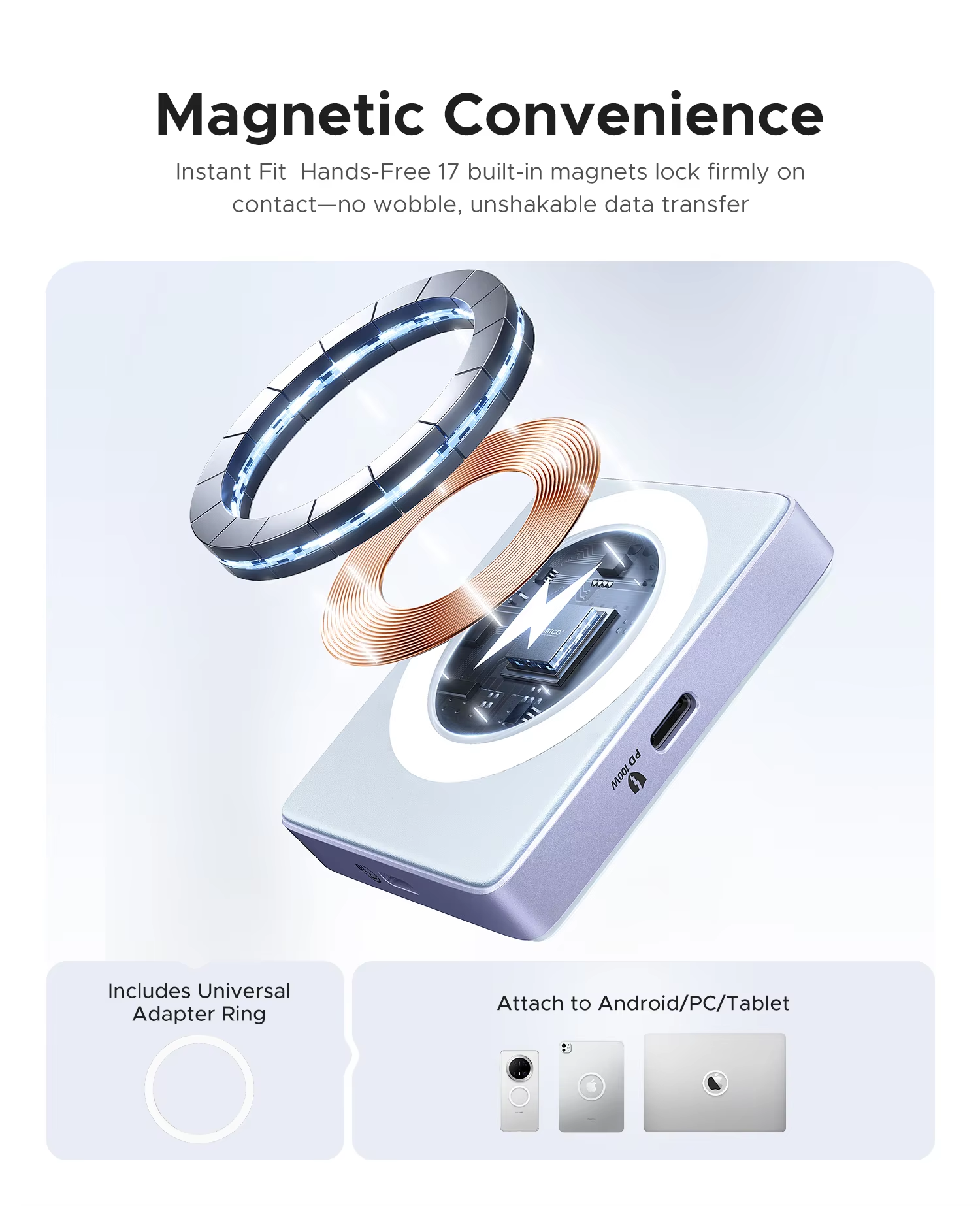 Orico magnetic 2230 2242 m.2 ssd enclosure 10 gbps type-c  m2 pcie nvme ssd enclosure tf  pd 100 w external adapter for iphone