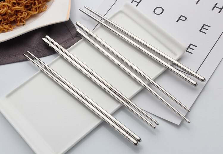 Steel Chopsticks Set Food Sticks Sushi Tableware Cutlery SUS 304 Non-slip Anti - Bacterial Anti - Corrosive Environmental Health: 4 pairs