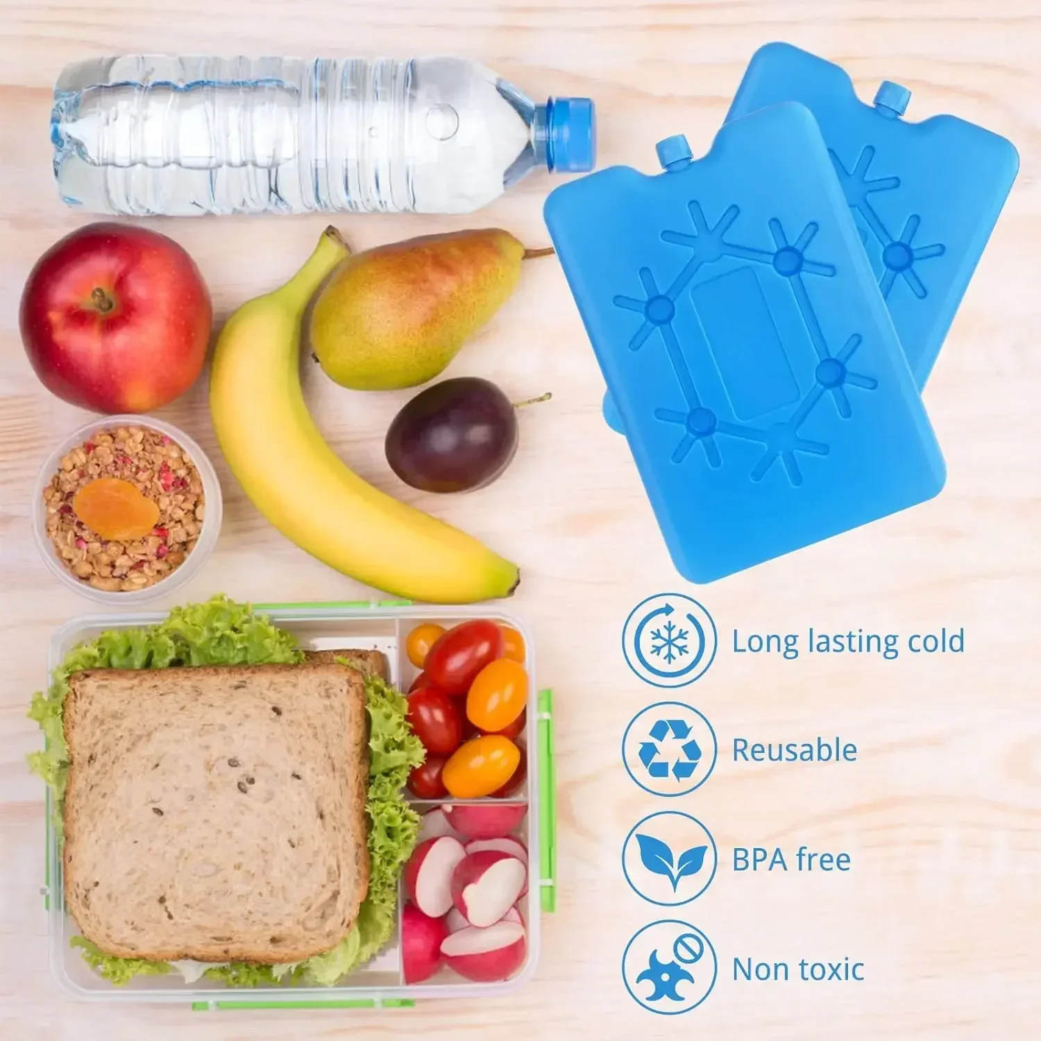Bolsa de hielo reutilizable, paquetes de congelador ultrafinos, caja de inyección de agua portátil, paquetes frescos de larga duración para exteriores