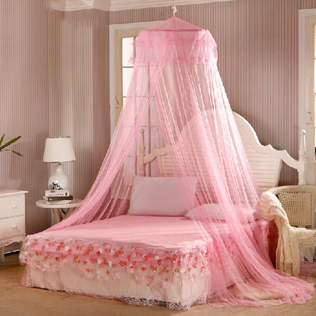 Mosquitera de cama doble para casa,: Rosa