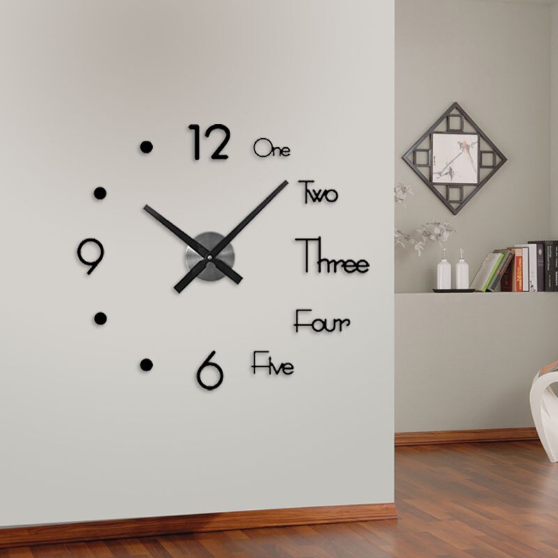 Veggklokke nordisk stum hjemme stue studie soverom veggklokke europa horloge 3d diy akryl speil stor digital klokke