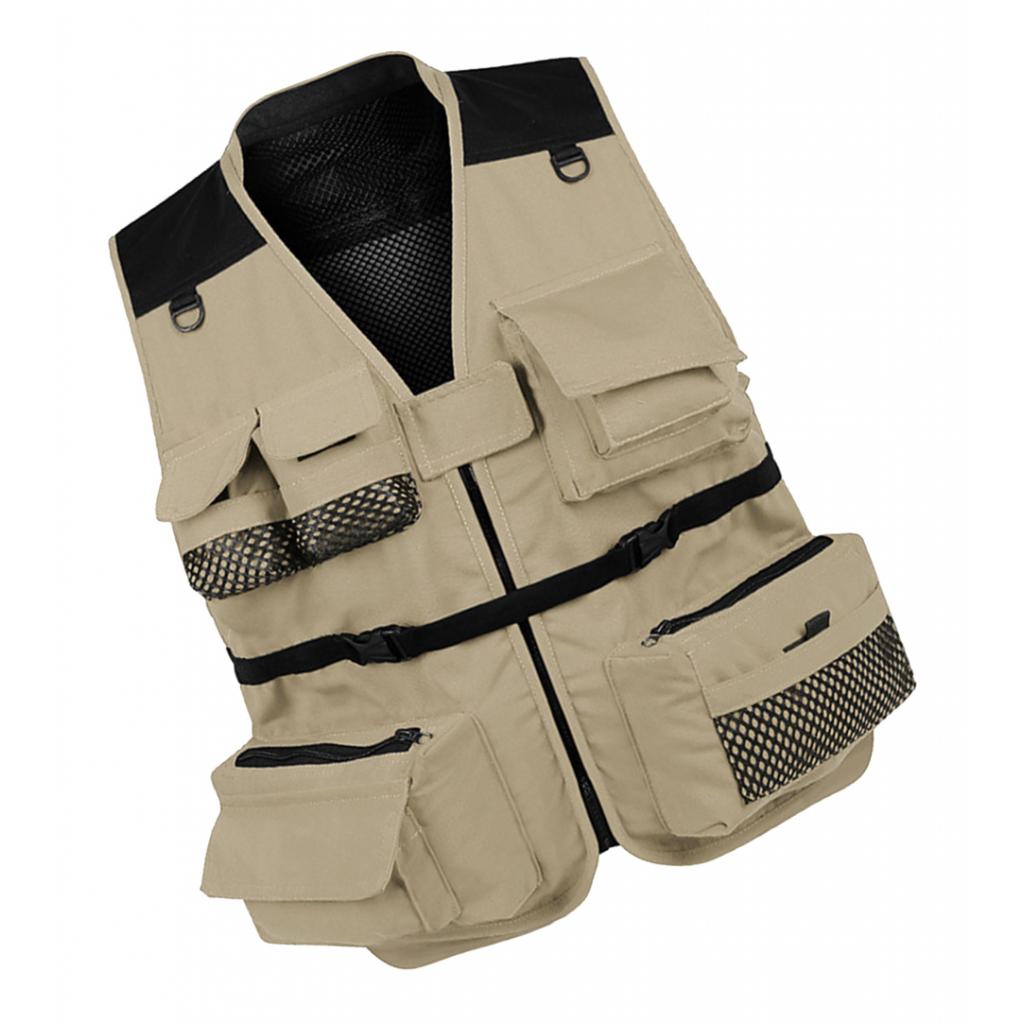 Multi Pocket Mesh Vest Photography Hunting Fishing Jacket Gilet: khaki XXXL