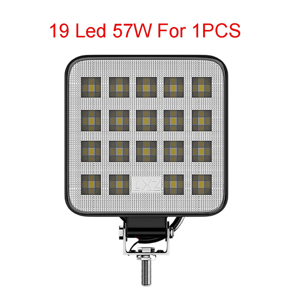 Luz Led de trabajo para camiones y Tractor, foco reflector LED de 87W/69W/57W, 12 voltios, luces de trabajo para 4x4 ATV, todoterreno, luces antiniebla de 24V: 1 pcs 19LED 57W