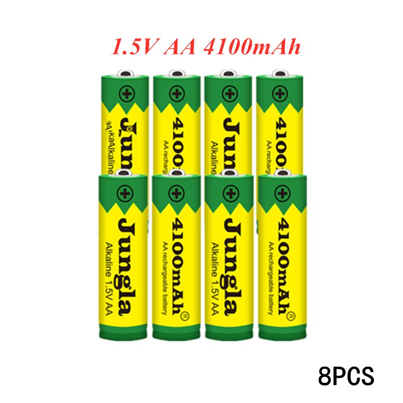Pilas alcalinas recargables para juguetes mp3, baterías recargables AA de mah y 4100 V, cargador para juguetes con luz led, 1,5 unidades,