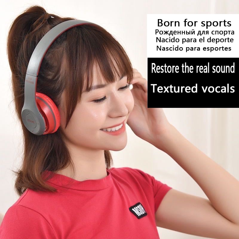 9D HIFI Stereo Foldable Wireless Headphones Bluetooth Headset with mic support SD card For mobile xiaomi iphone sumsamg tablet
