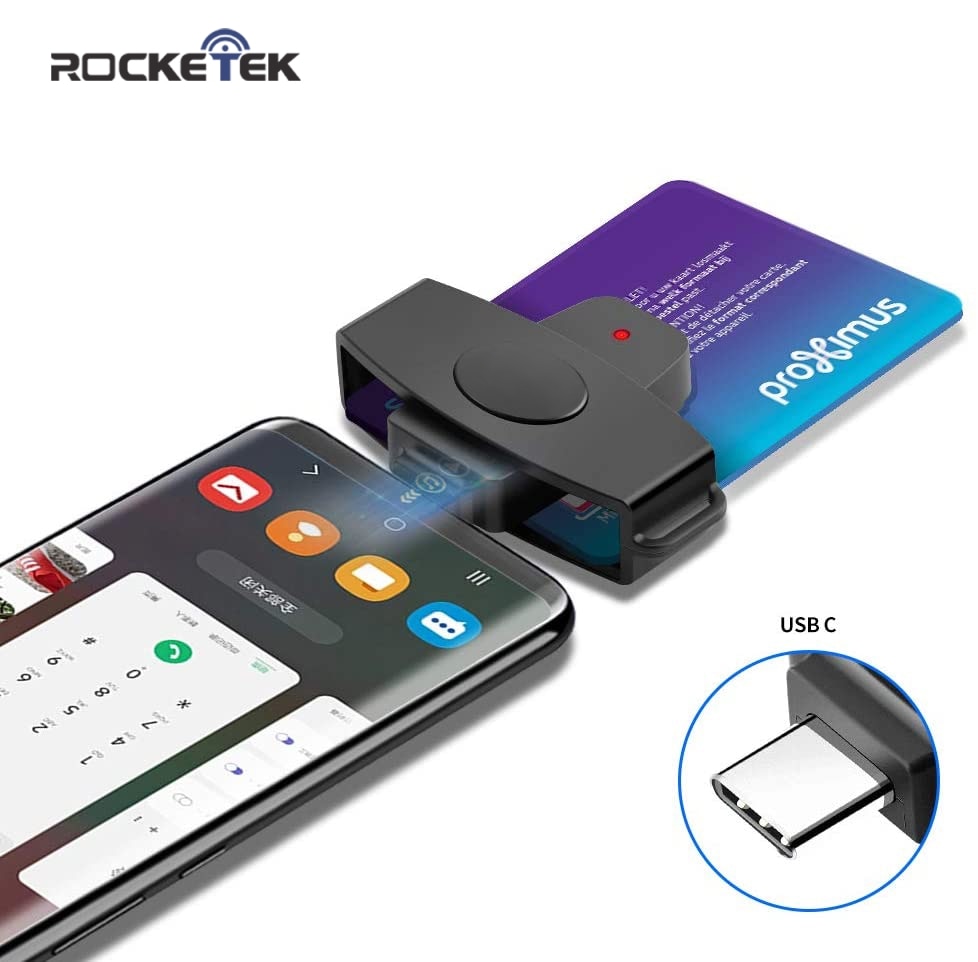 Rocketek usb-c typ c smart card reader id / bank / sim cloner cac adapter för android telefoner macbook pro imac bärbara datorer pc