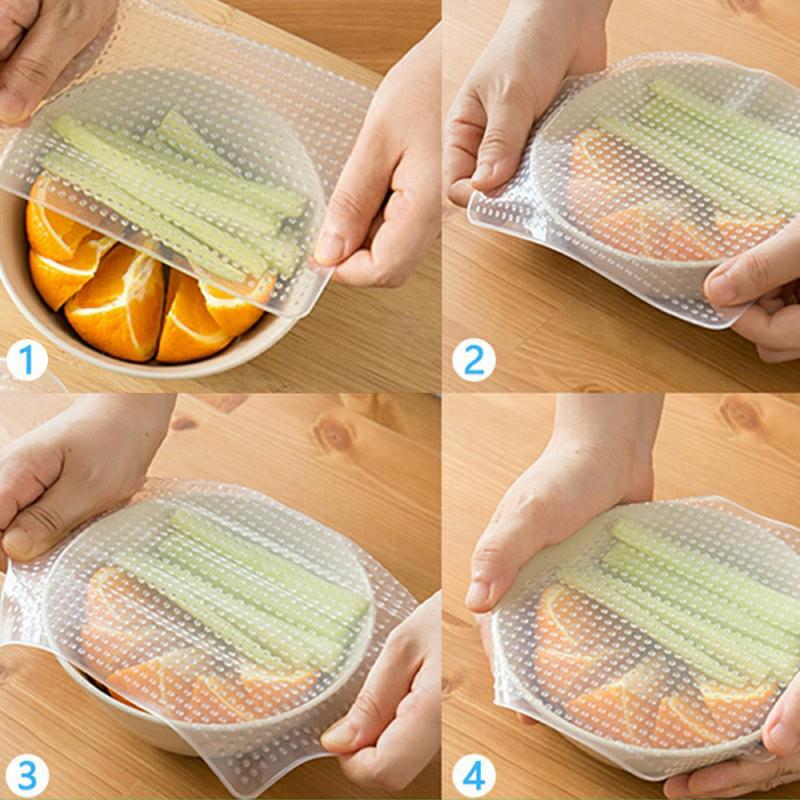 Multifunctionele Voedsel Verse Sara Verpakking Keuken Tool Herbruikbare Silicone Voedsel Verpakking Stretch Seal Cap