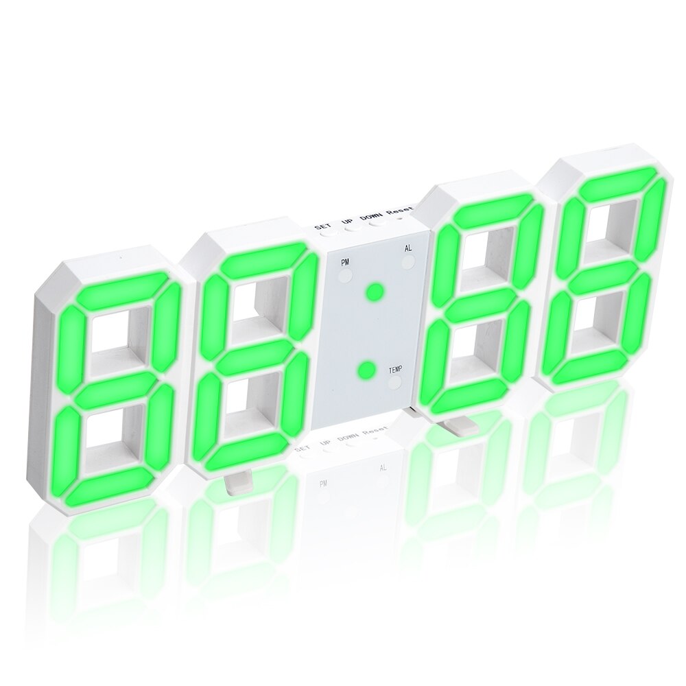 3D LED Wanduhr Moderne Digitale Tisch Uhr Alarm Nachtlicht Uhr Für Heimat Wohnzimmer Dekoration: Grün A