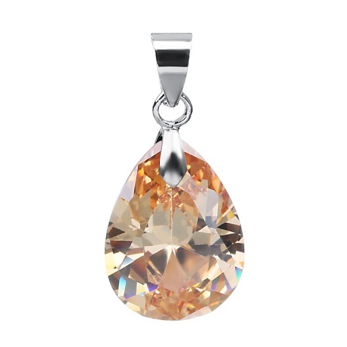 2 pz/lotto di Colore Argento AAA Cubic Zirconia Acqua Pendente di Goccia Viola Rosso CZ Per La Collana Degli Orecchini Del Pendente Per Le Donne di Nozze: Champagne