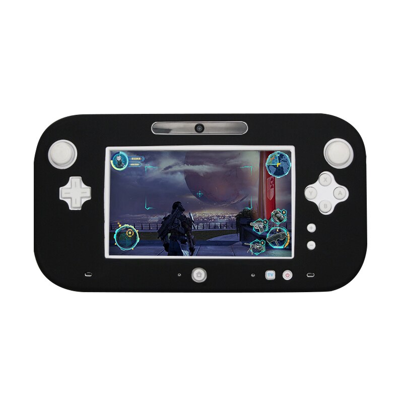 Protecteur complet en caoutchouc de Silicone souple pour Wii U Gel coque de protection pour Nintendo WiiU contrôleur de manette 5 couleurs Ultra: Black
