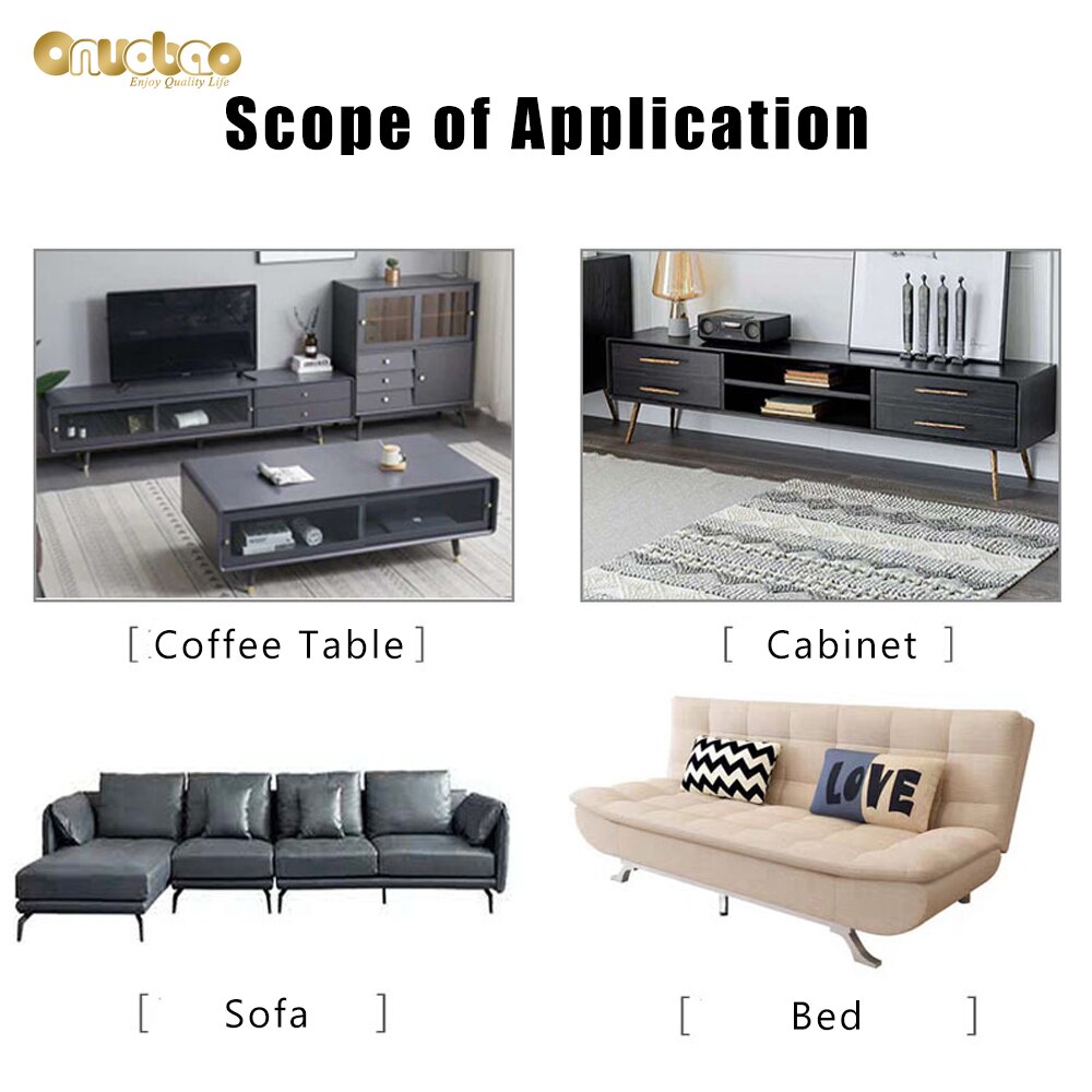 Onuobao 2PCS V Shaped Carbon Steel Furniture Legs Nordic Style Light Luxury Metal Bathroom Sofa Cabinet Table Bed Leg