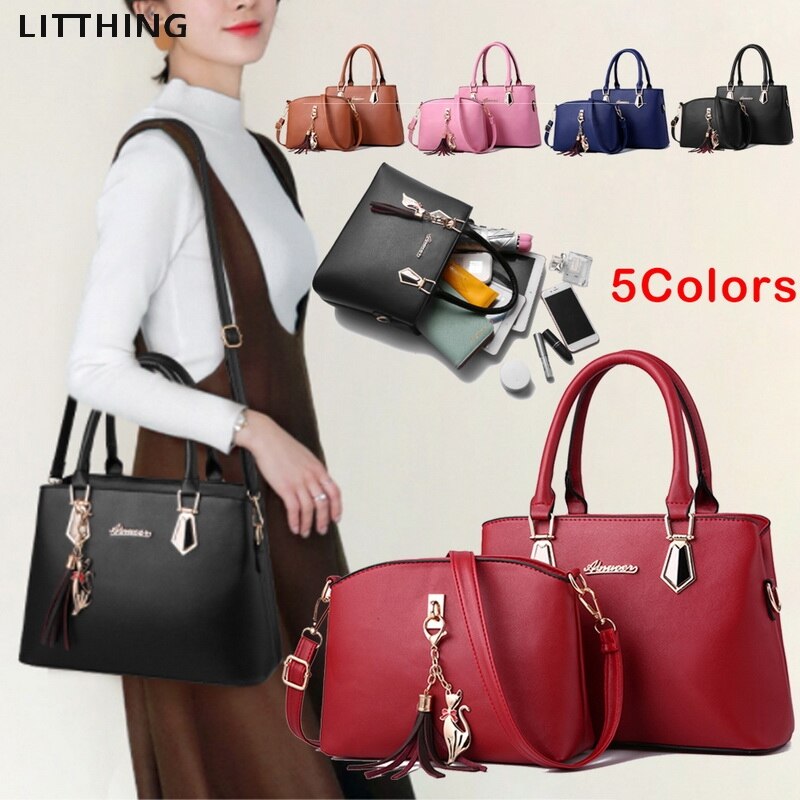 Litthing 2pcs/set Women Handbags Fashio Casual Luxury Handbags Shoulder Bags Bags Women Bag