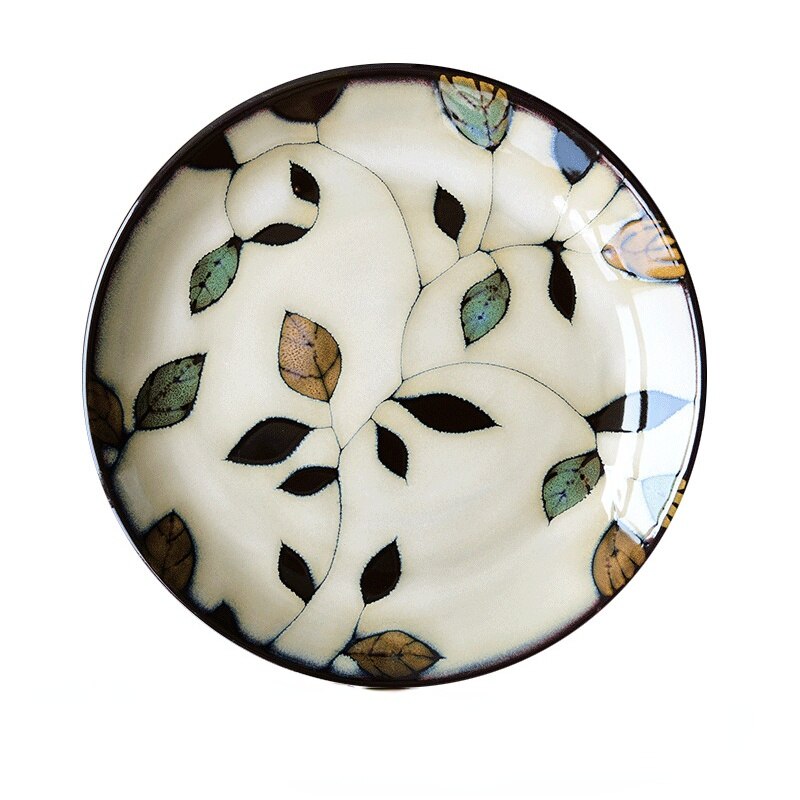 Platos de cerámica pintados a mano, platillo redondo de 21cm, Flor Retro, carne, ensalada, fruta, pastel, Sushi, vajilla de cocina, 1 Uds.