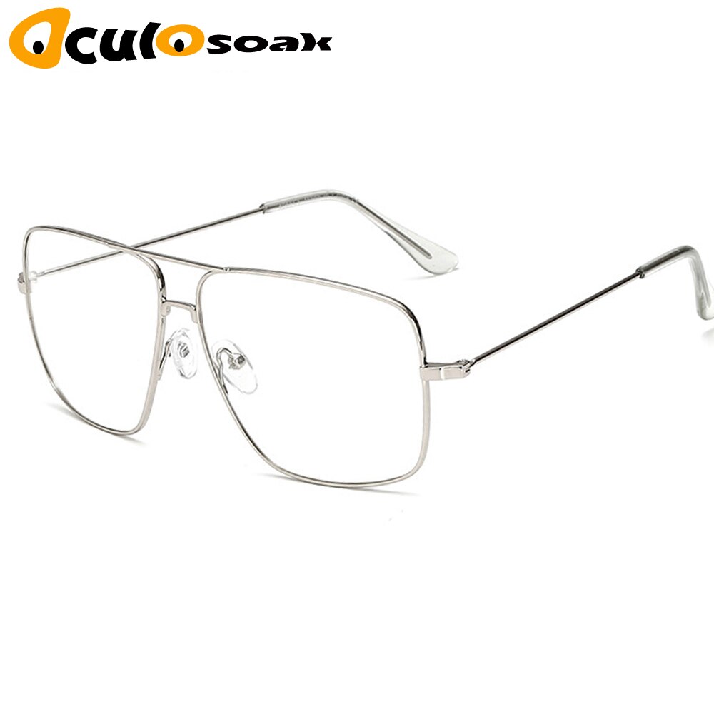 Vintage guld metal ramme briller herre kvinders solbriller retro firkantet optisk linse briller nørdeglas linse briller: Sølv