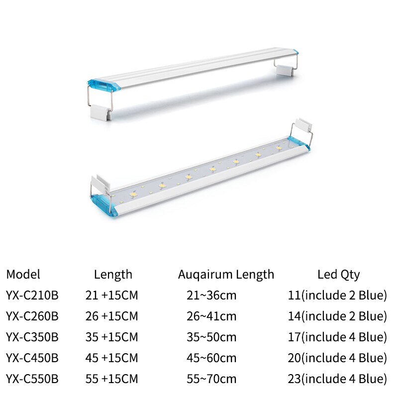 Super Bright Aquarium Light Fish Tank Plant Grow Lighting Aquarium Led Lighting 21-70CM Extensible Clip on Lamp For Fish Tank