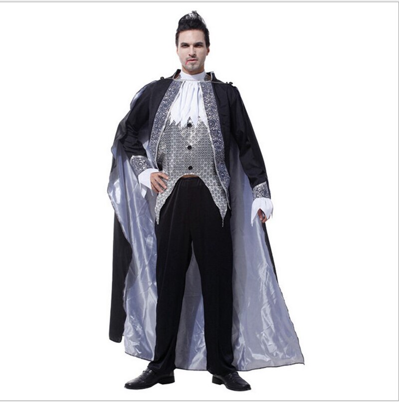 , stijl zilver volwassen mannen vampiro Vampire Kostuum Volwassen Halloween Maskerade Partij Kostuum kleding trouses cape