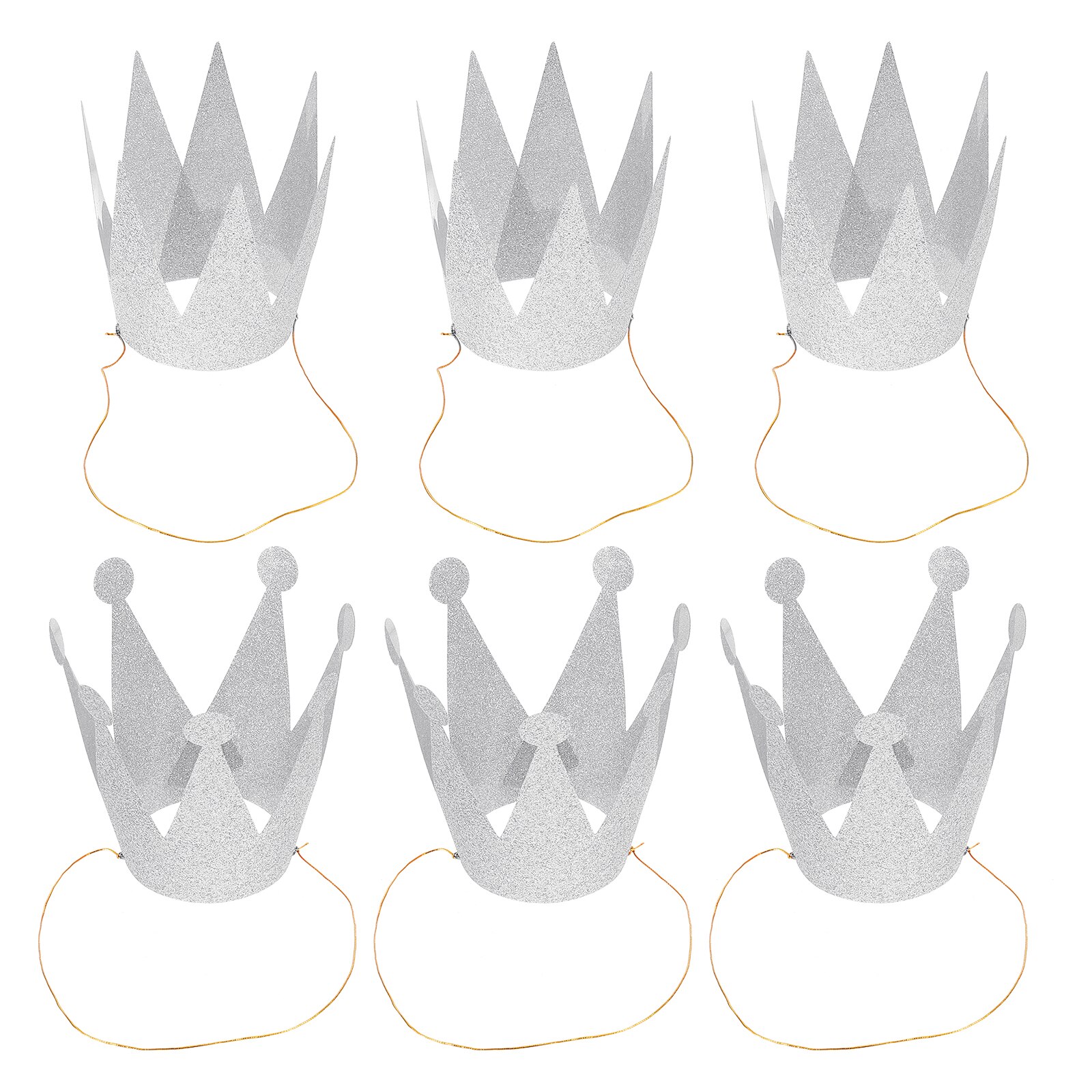 6Pcs Birthday Crown Hats Exquisite Glitter Chic Delicate Party Hats for Gathering Party Birthday: Silver