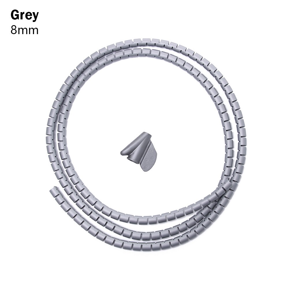 2M/1.5M Opslag Pijp Cord Protector Kabel Buis Organizer Flexibele Spiraal Kabel Organizer Winder Desk Tidy Kabel accessoires: 8mmx1.5m grey