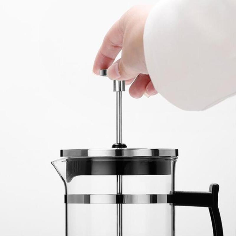 Rustfrit stål glas tekande cafetiere fransk kaffe te percolator filter trykstempel 350ml manuel kaffe espressomaskine pot