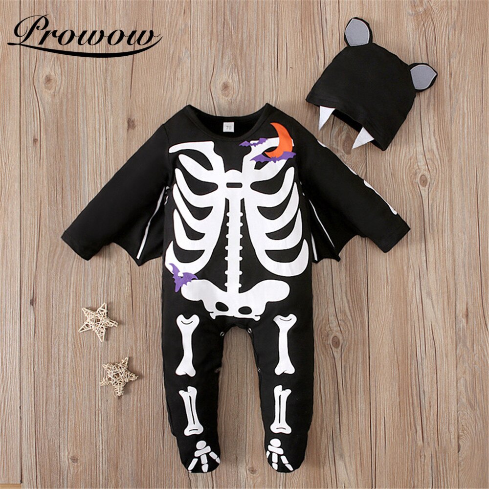Prowow 2021 nuovo Halloween bambino costume Festival neonati Footies tuta per bambini ragazzi abbigliamento scheletro stampato pagliaccetti per bambini