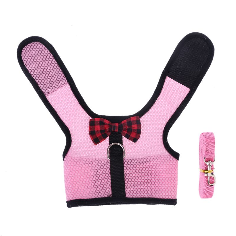 Konijn hamster harnas riemen set buitenlijnen kleine huisdier vest riemen pak  lx9c: Roze / S