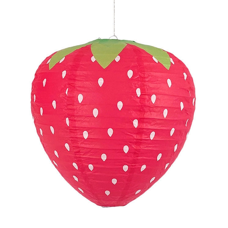 Farol de papel con de fresa en 3D, farol colgante plegable, suministros de con temática de fruta: Printed Leaves / 12 pulgadas
