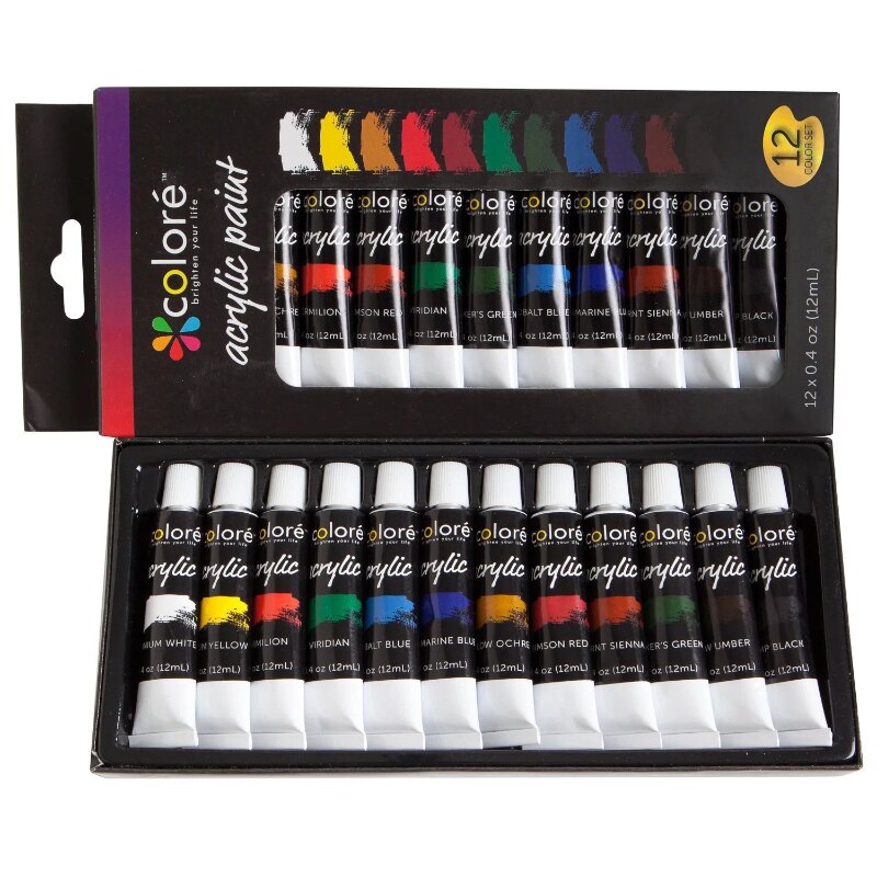 12-color Acrylic Paint Set for Children and Students Art Painting Supplies Hand-painted Wall Painting Graffiti: Default Title