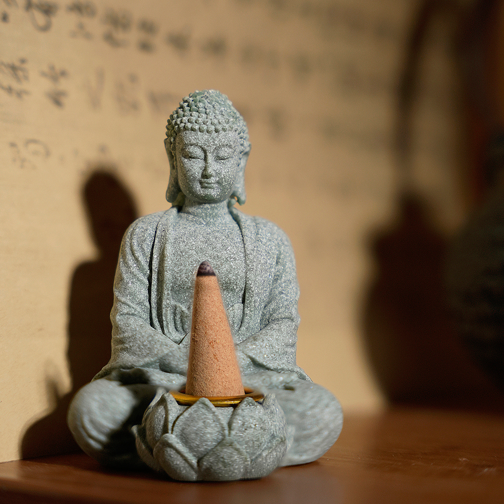 Husholdningsaromaterapidekorationer kinesiske ornamenter stue zen te skrivebordshåndværk lille siddende buddha skulptur