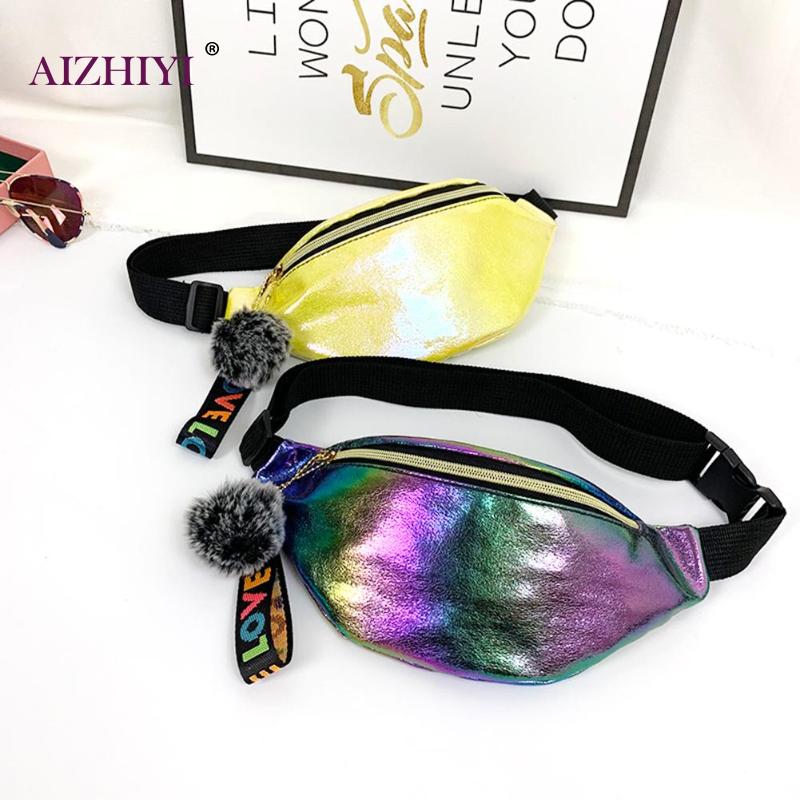 Teenager Girls Solid Color Waist Fanny Packs Female Women Casual Zipper Plush Shoulder Chest Bags