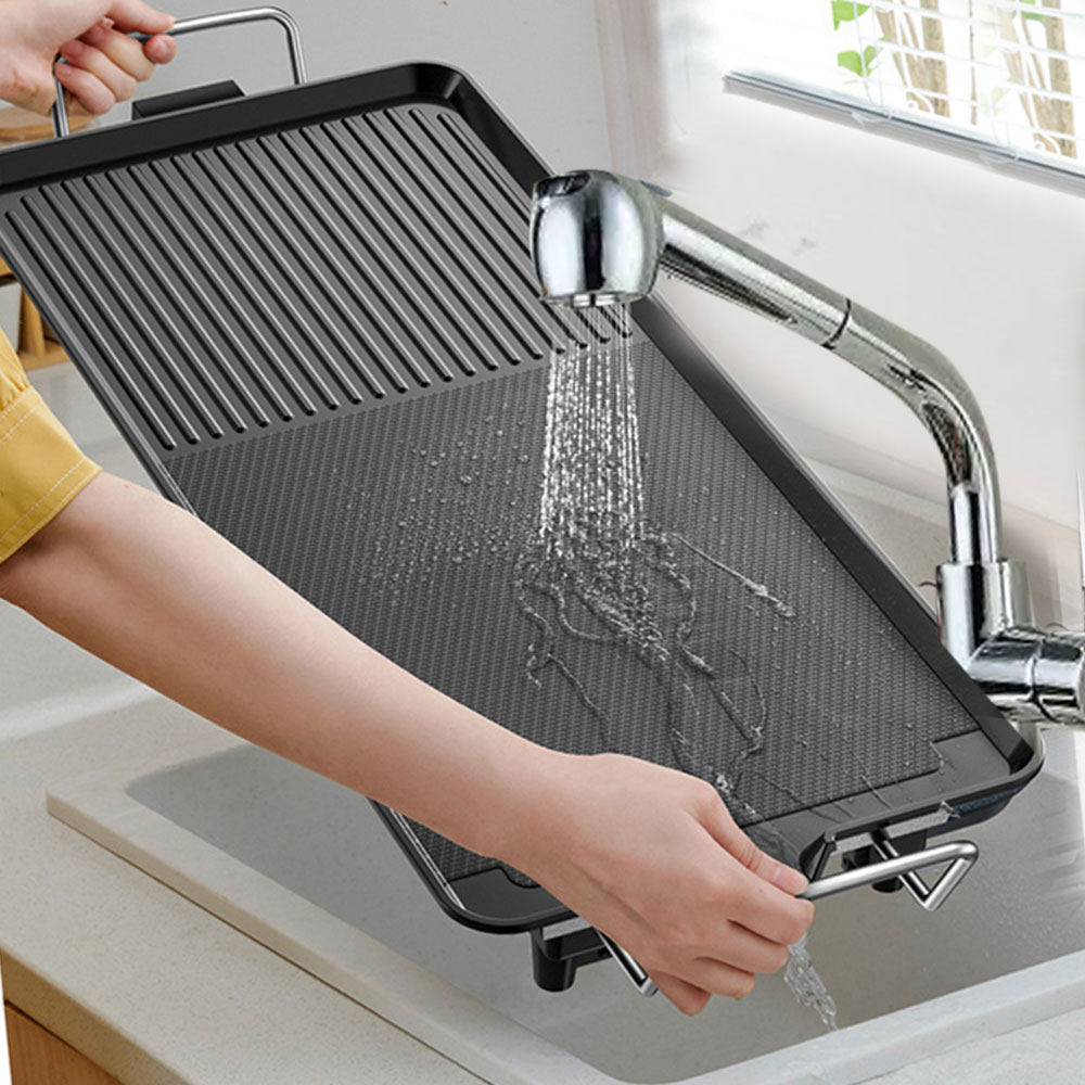 Grelhas elétricas pan coreano churrasco wok máquina de churrasco carne grelhada cozimento temperatura ajustável placa aquecimento casa ao ar livre grill ferramentas