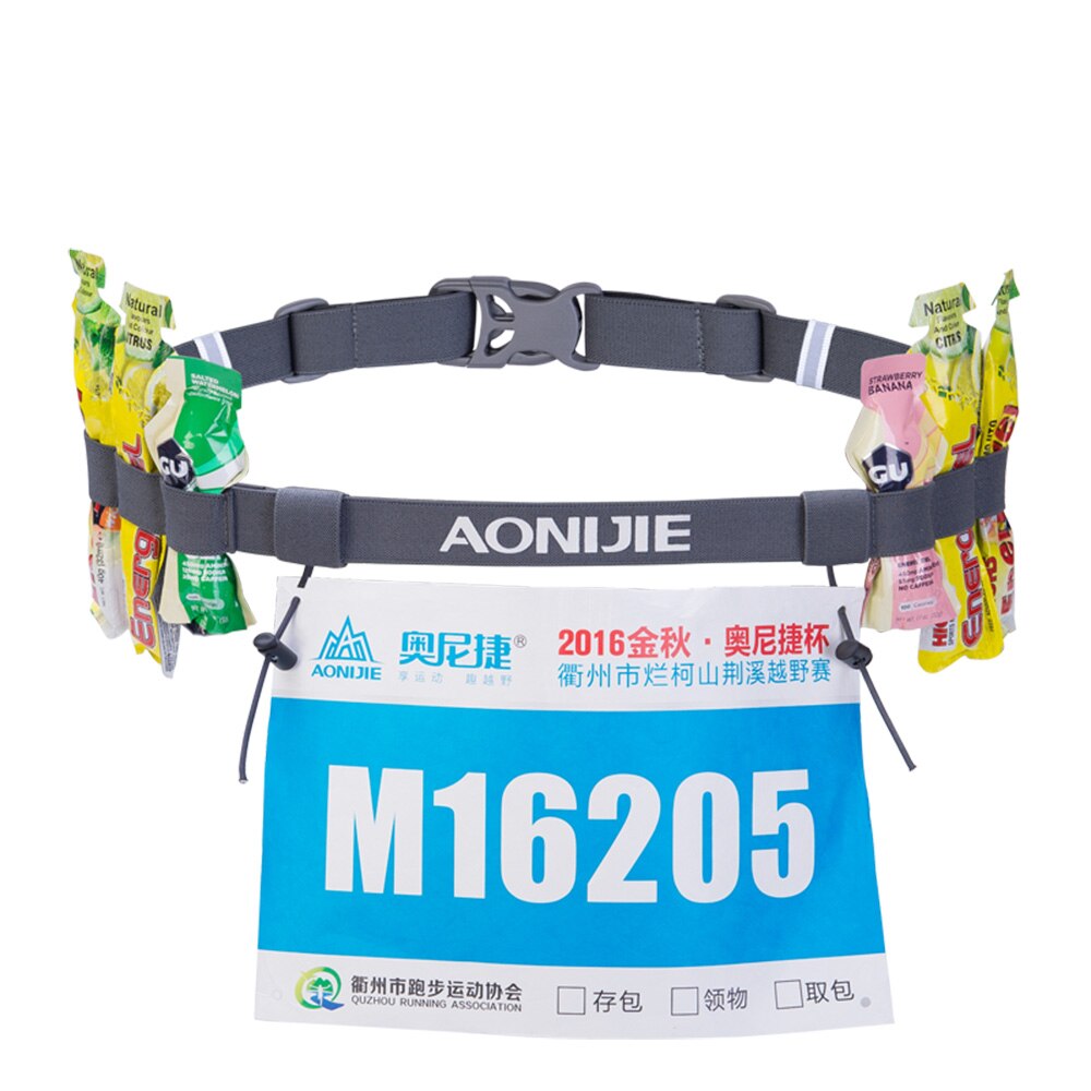 Aonijie unisex  e4076 e4085 løb race nummer bælte talje pakke bib holder til triathlon marathon cykelmotor med 6 gel sløjfer